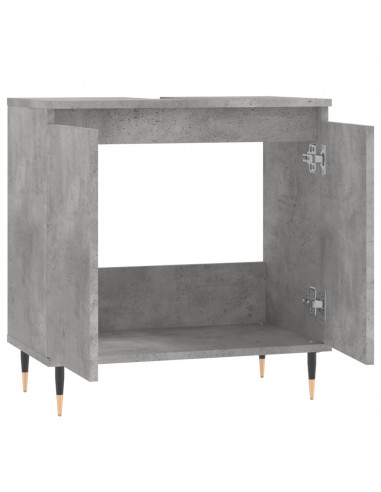 Armadietto da Bagno Grigio Cemento 58x33x60cm Legno Multistrato