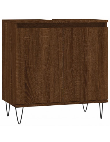 Armadietto Bagno Rovere Marrone 58x33x60cm in Legno Multistrato