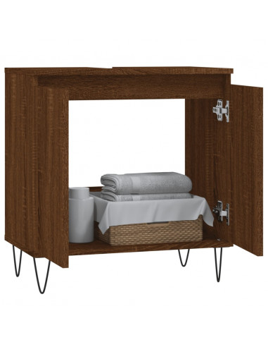 Armadietto Bagno Rovere Marrone 58x33x60cm in Legno Multistrato