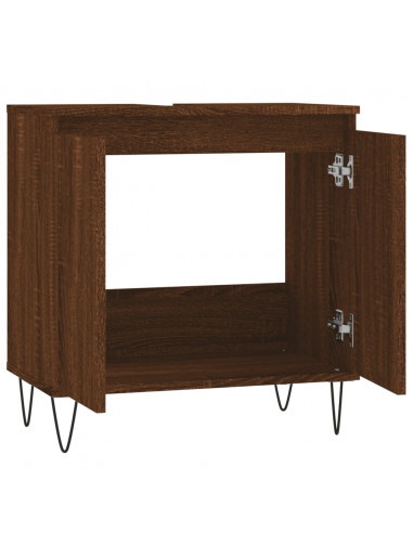 Armadietto Bagno Rovere Marrone 58x33x60cm in Legno Multistrato