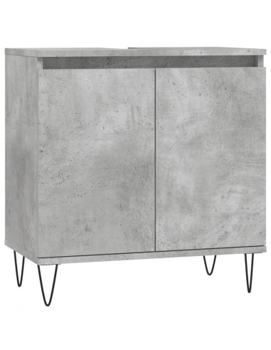 Armadietto da Bagno Grigio Cemento 58x33x60cm Legno Multistrato