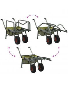 Carrello da Pesca Verde con 2Ruote Acciaio Verniciato a Polvere 2