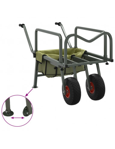 Carrello da Pesca Verde con 2Ruote Acciaio Verniciato a Polvere