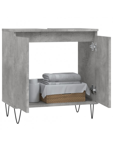 Armadietto da Bagno Grigio Cemento 58x33x60cm Legno Multistrato