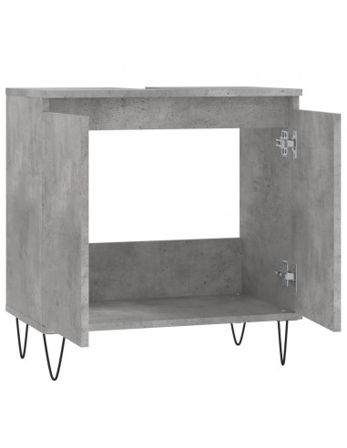 Armadietto da Bagno Grigio Cemento 58x33x60cm Legno Multistrato