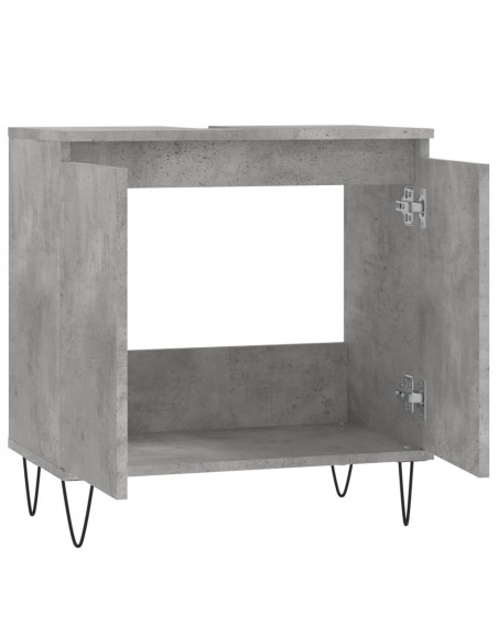 Armadietto da Bagno Grigio Cemento 58x33x60cm Legno Multistrato