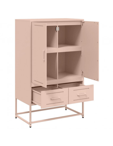 Credenza Rosa 68x39x111,5 cm Acciaio Laminato a Freddo