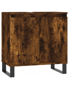 Armadietto Bagno Rovere Fumo 58x33x60 cm in Legno Multistrato 2