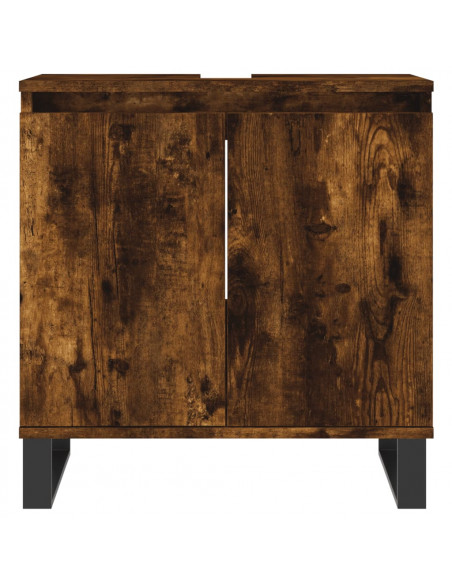 Armadietto Bagno Rovere Fumo 58x33x60 cm in Legno Multistrato