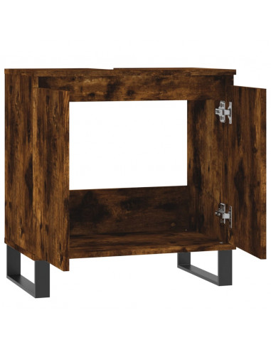 Armadietto Bagno Rovere Fumo 58x33x60 cm in Legno Multistrato