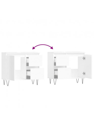 Armadietto Bagno Bianco Lucido 65x33x60cm in Legno Multistrato