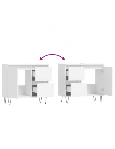 Armadietto da Bagno Bianco 65x33x60 cm in Legno Multistrato