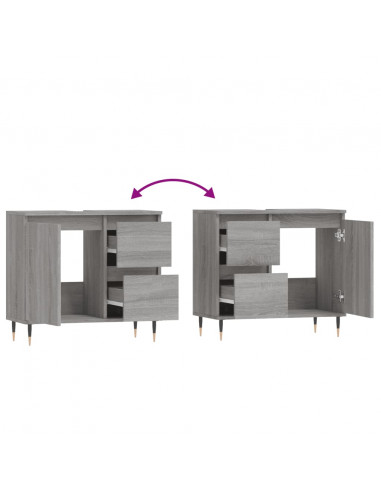 Armadietto Bagno Grigio Sonoma 65x33x60 cm in Legno Multistrato