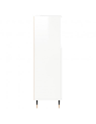 Armadietto Bagno Bianco Lucido 30x30x100cm in Legno Multistrato