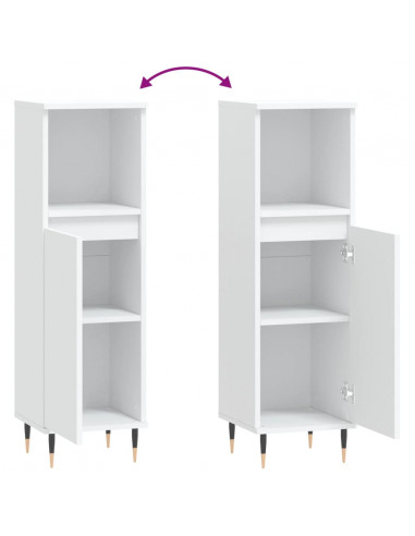 Armadietto da Bagno Bianco 30x30x100 cm in Legno Multistrato