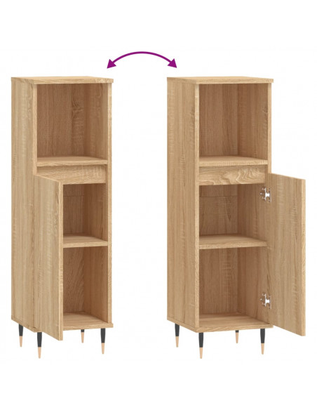 Armadietto da Bagno Rovere Sonoma 30x30x100cm Legno Multistrato
