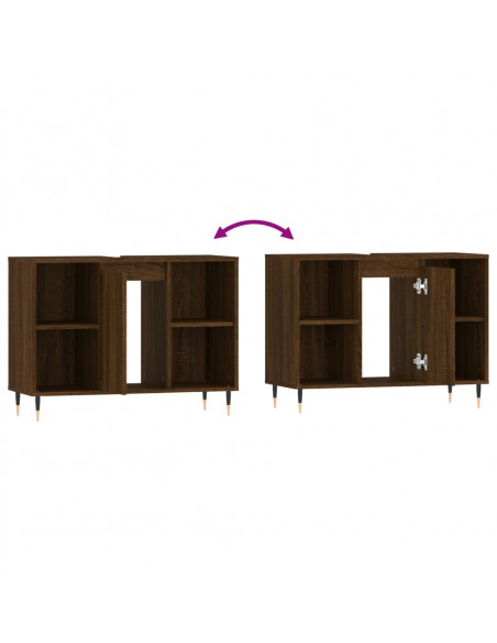 Armadietto Bagno Rovere Marrone 80x33x60cm in Legno Multistrato