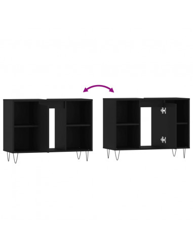 Mobile da Bagno Nero 80x33x60 cm in Legno Multistrato