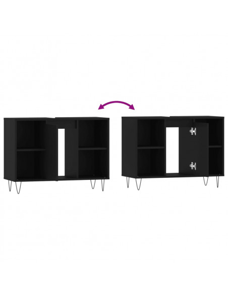 Mobile da Bagno Nero 80x33x60 cm in Legno Multistrato