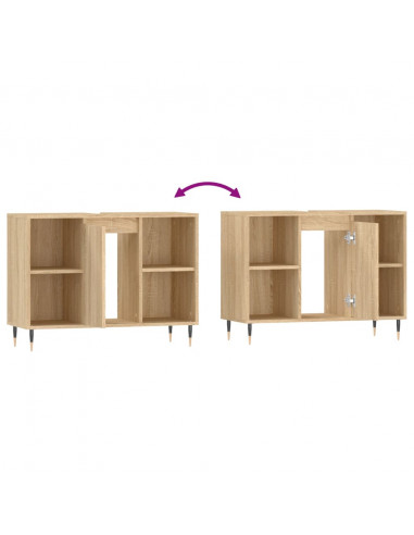 Mobile da Bagno Rovere Sonoma 80x33x60 cm in Legno Multistrato
