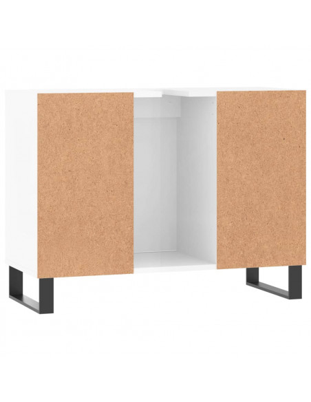 Armadietto Bagno Bianco Lucido 80x33x60cm in Legno Multistrato