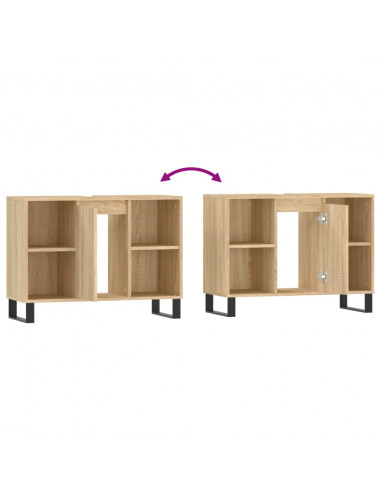 Mobile da Bagno Rovere Sonoma 80x33x60 cm in Legno Multistrato