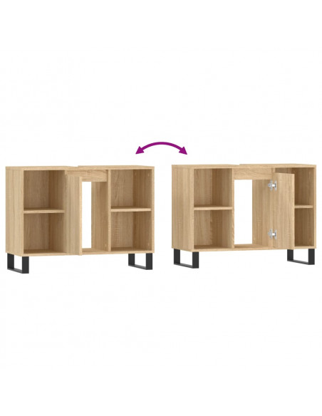 Mobile da Bagno Rovere Sonoma 80x33x60 cm in Legno Multistrato