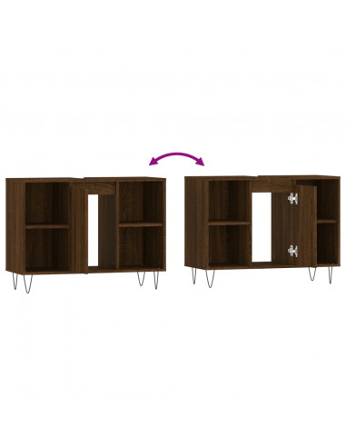 Armadietto Bagno Rovere Marrone 80x33x60cm in Legno Multistrato