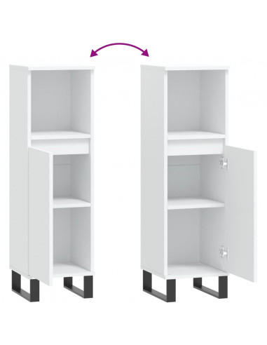 Armadietto da Bagno Bianco 30x30x100 cm in Legno Multistrato