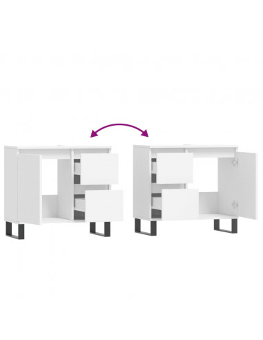 Armadietto da Bagno Bianco 65x33x60 cm in Legno Multistrato