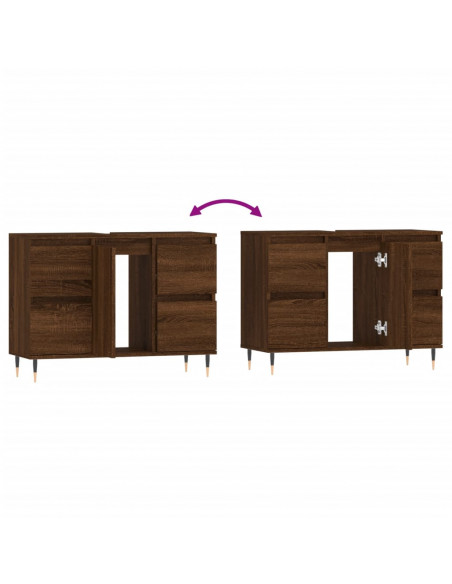Armadietto Bagno Rovere Marrone 80x33x60cm in Legno Multistrato