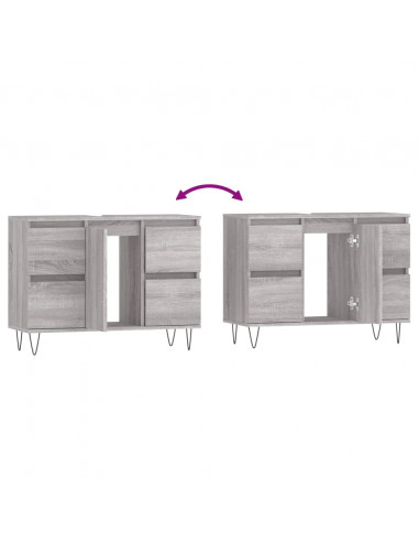 Mobile da Bagno Grigio Sonoma 80x33x60 cm in Legno Multistrato