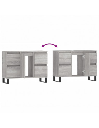 Mobile da Bagno Grigio Sonoma 80x33x60 cm in Legno Multistrato