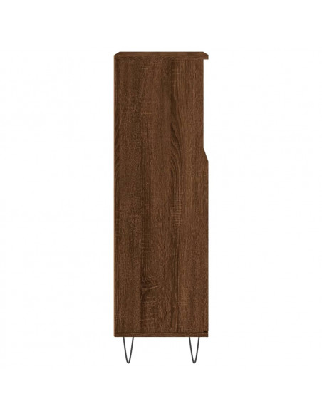 Armadietto Bagno Rovere Marrone 30x30x100 cm Legno Multistrato