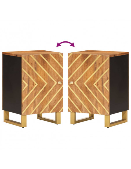 Mobiletto da Bagno Marrone e Nero 38x33,5x58 cm Legno di Mango