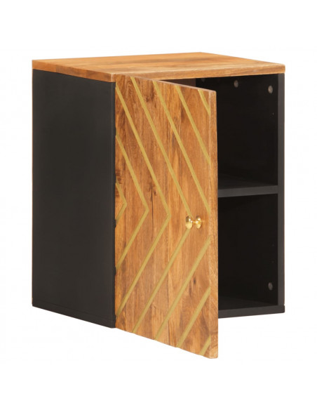 Mobile da Bagno a Parete Marrone e Nero Legno Massello di Mango