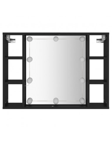 Mobile a Specchio con LED Nero 76x15x55 cm