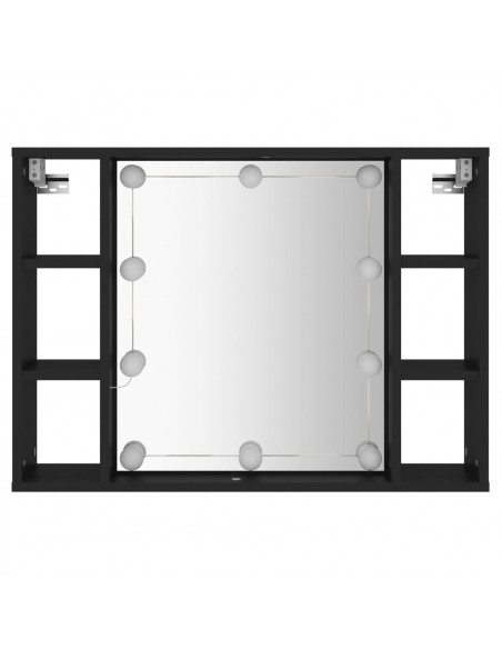 Mobile a Specchio con LED Nero 76x15x55 cm