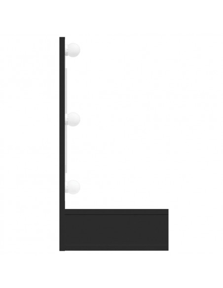 Mobile a Specchio con LED Nero 90x31,5x62 cm