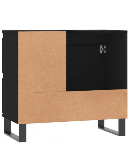 Armadietto da Bagno Nero 65x33x60 cm in Legno Multistrato