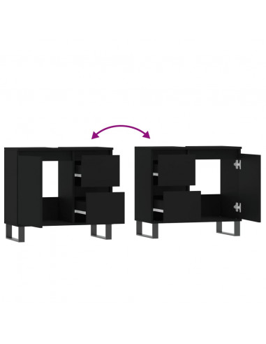 Armadietto da Bagno Nero 65x33x60 cm in Legno Multistrato