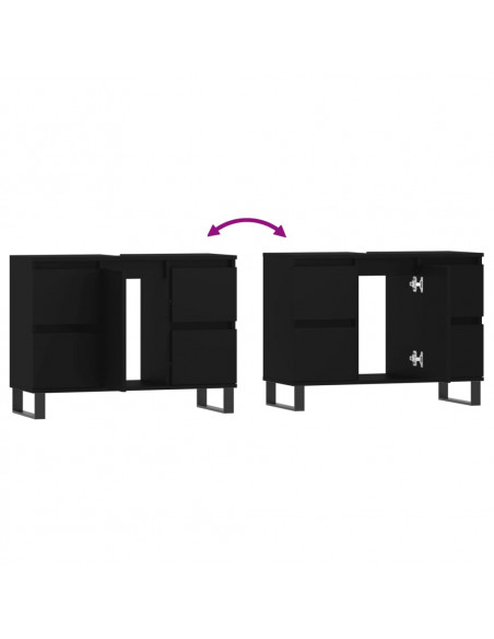 Mobile da Bagno Nero 80x33x60 cm in Legno Multistrato