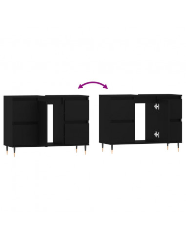 Mobile da Bagno Nero 80x33x60 cm in Legno Multistrato