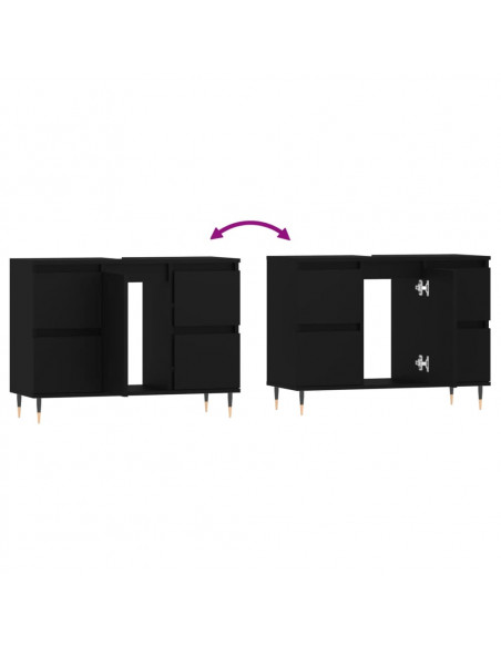Mobile da Bagno Nero 80x33x60 cm in Legno Multistrato
