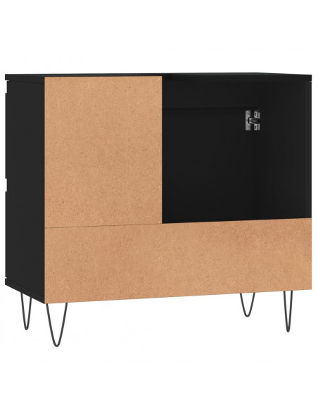 Armadietto da Bagno Nero 65x33x60 cm in Legno Multistrato
