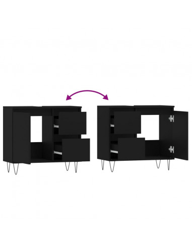 Armadietto da Bagno Nero 65x33x60 cm in Legno Multistrato