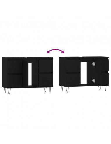 Mobile da Bagno Nero 80x33x60 cm in Legno Multistrato