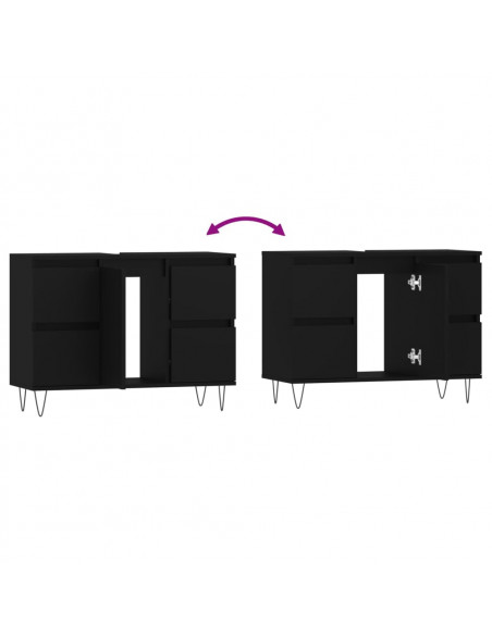 Mobile da Bagno Nero 80x33x60 cm in Legno Multistrato