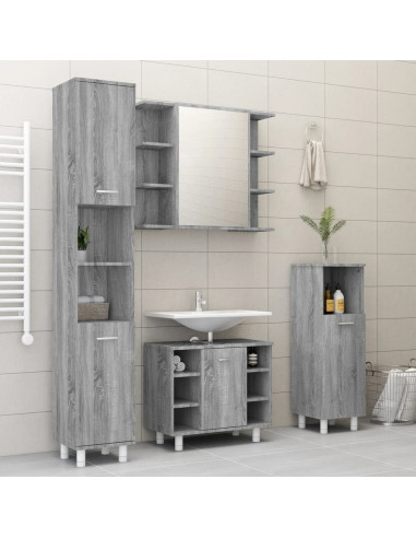 Mobile da Bagno Grigio Sonoma 80x20,5x64cm in Legno Multistrato