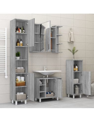 Mobile da Bagno Grigio Sonoma 80x20,5x64cm in Legno Multistrato